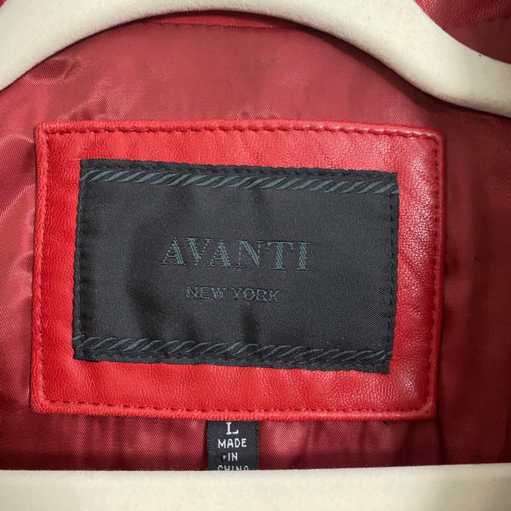 Avanti New York 100% Genuine Leather Butter Soft Red Zip Up Jacket Size Large - Picture 5 of 10